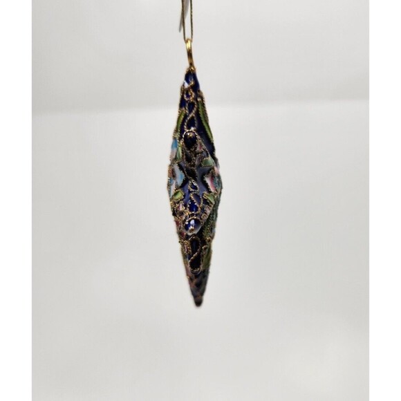 Cloisonne Star Ornament Christmas Discovery Store Blue Floral 3.5 inch Tag - Picture 7 of 8